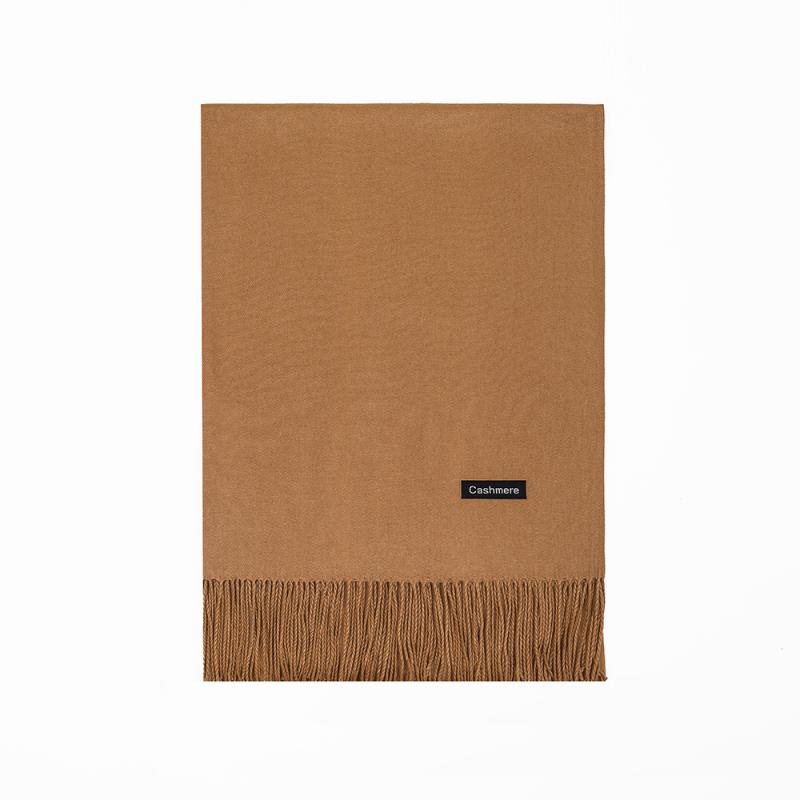 Cashmere Fringe Scarf – Narrow  | Womens Scarves Scarves Dark camel