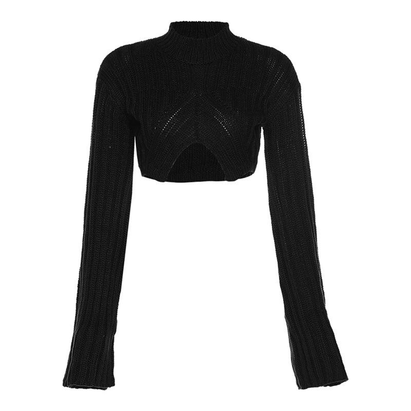 Cropped High Neck Knit Runway Show  | Womens Shirts & Blouses Clothing anthracite