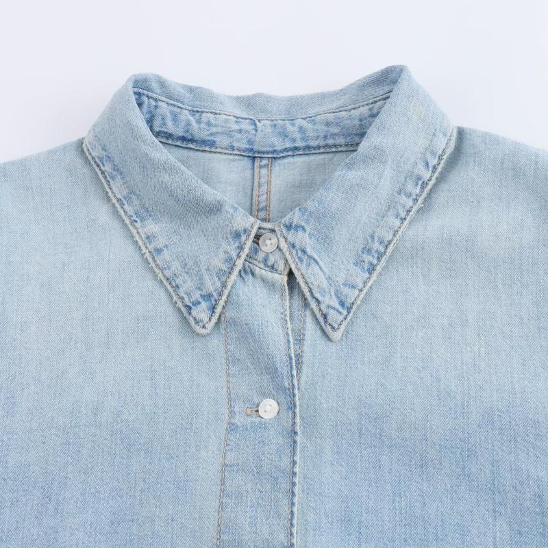 Denim Button-Up Shirt – Relaxed Fit  | Womens Shirts & Blouses Clothing Indigo blue