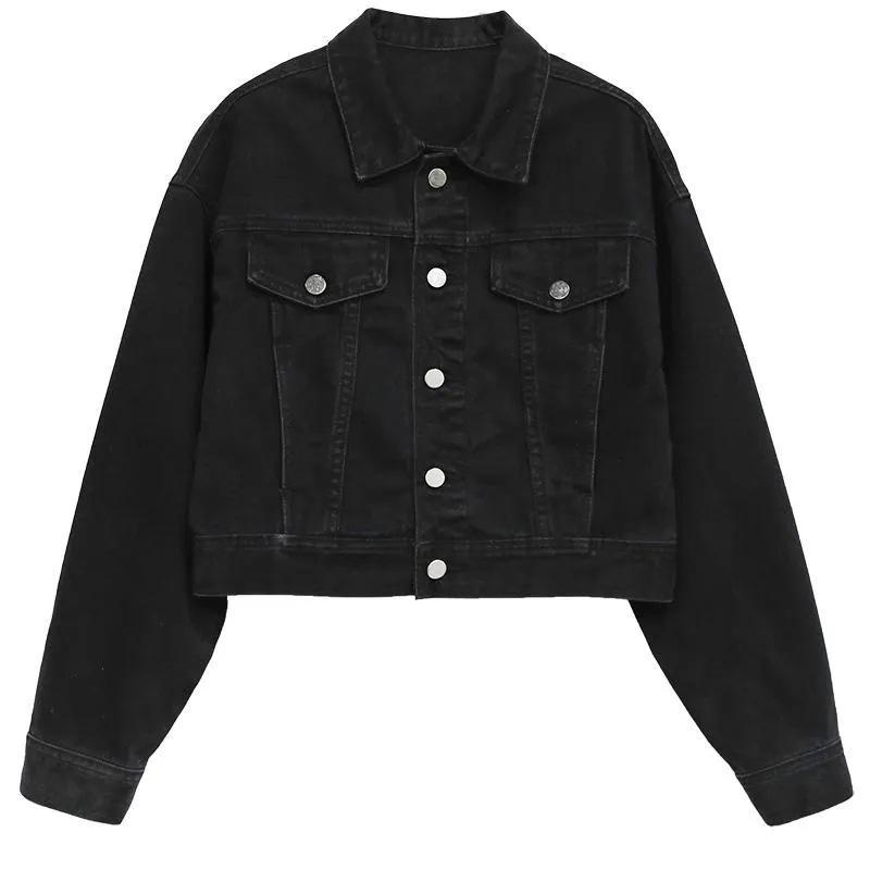 Denim Jacket – Relaxed Cropped Fit  | Womens Outerwear Clothing Black