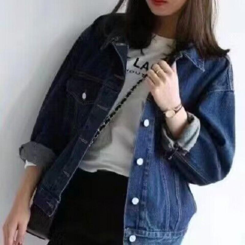 Distressed Denim Jacket – Relaxed Fit  | Womens Outerwear Clothing Mid blue