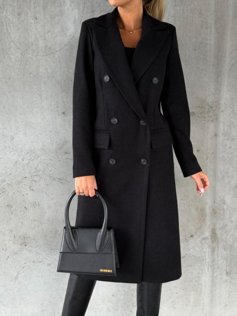 Double-Breasted Wool Coat  | Womens Outerwear Clothing Black