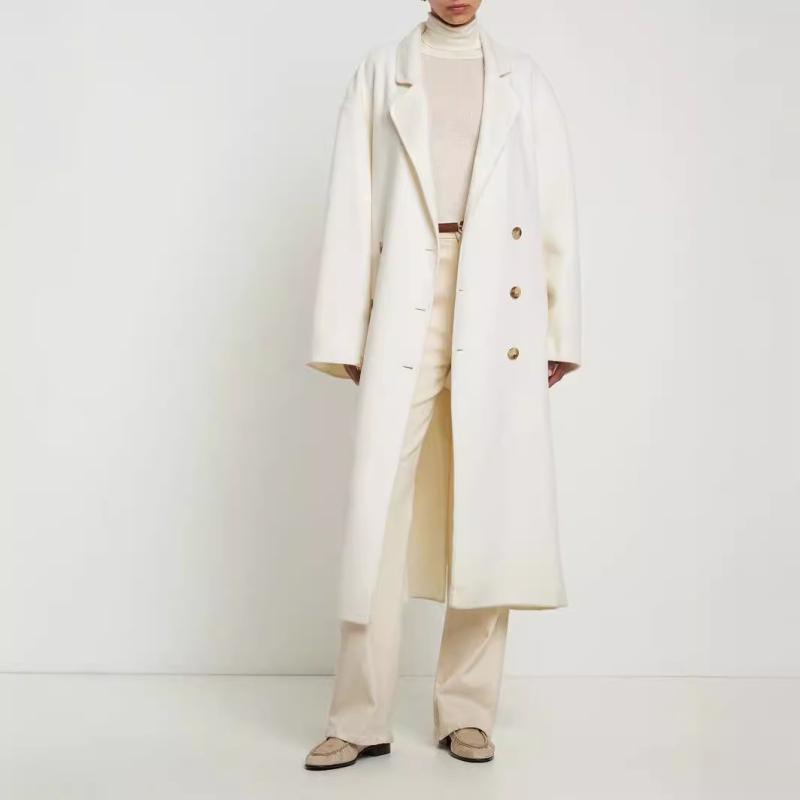 Double-Breasted Wool Coat  | Womens Outerwear Clothing Clay beige