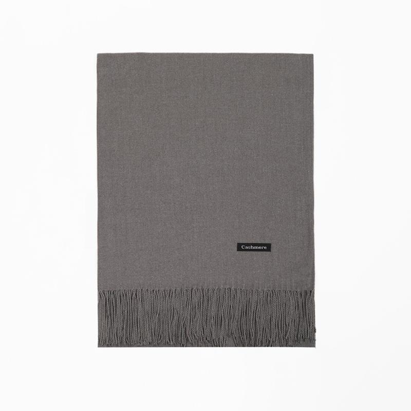 Fringe Wool Scarf – Oversized  | Womens Scarves Scarves Grey Melange