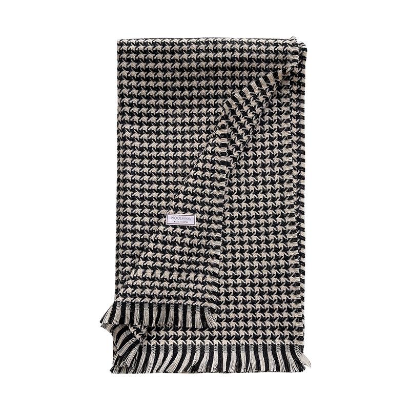 Houndstooth Wool Scarf  | Womens Scarves Scarves Black