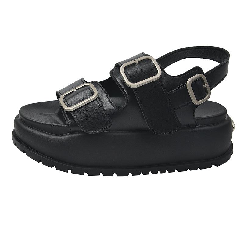 Leather Buckle Sandal  | Womens Shoes Shoes Black