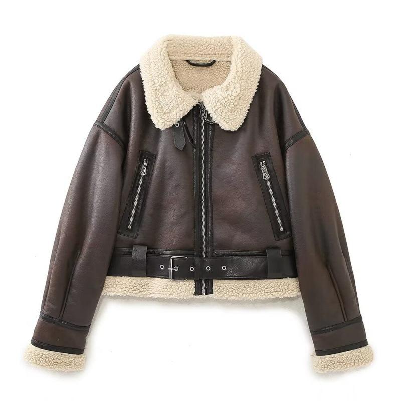 Leather Shearling Jacket  | Womens Outerwear Clothing beige