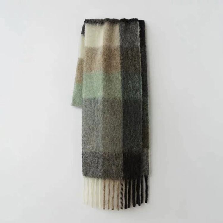 Mohair Checked Scarf  | Womens Scarves Scarves Black