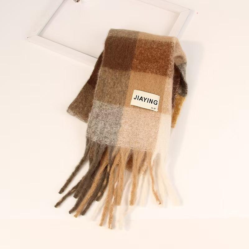 Mohair Checked Scarf  | Womens Scarves Scarves beige