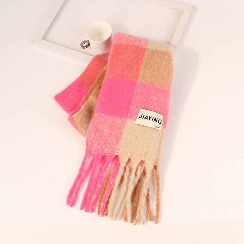 Mohair Checked Scarf  | Womens Scarves Scarves Fuchsia