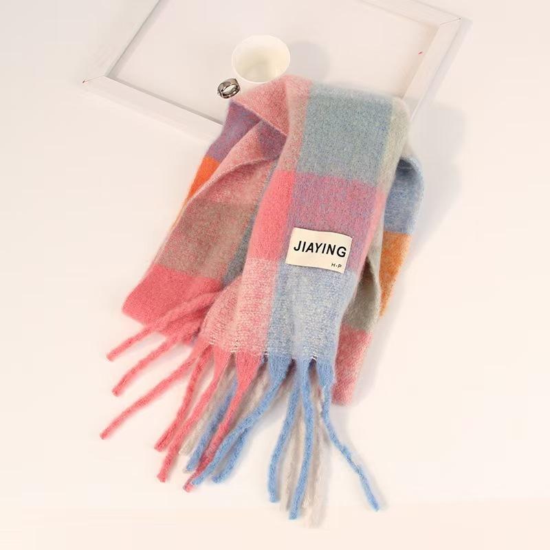 Mohair Checked Scarf  | Womens Scarves Scarves grey