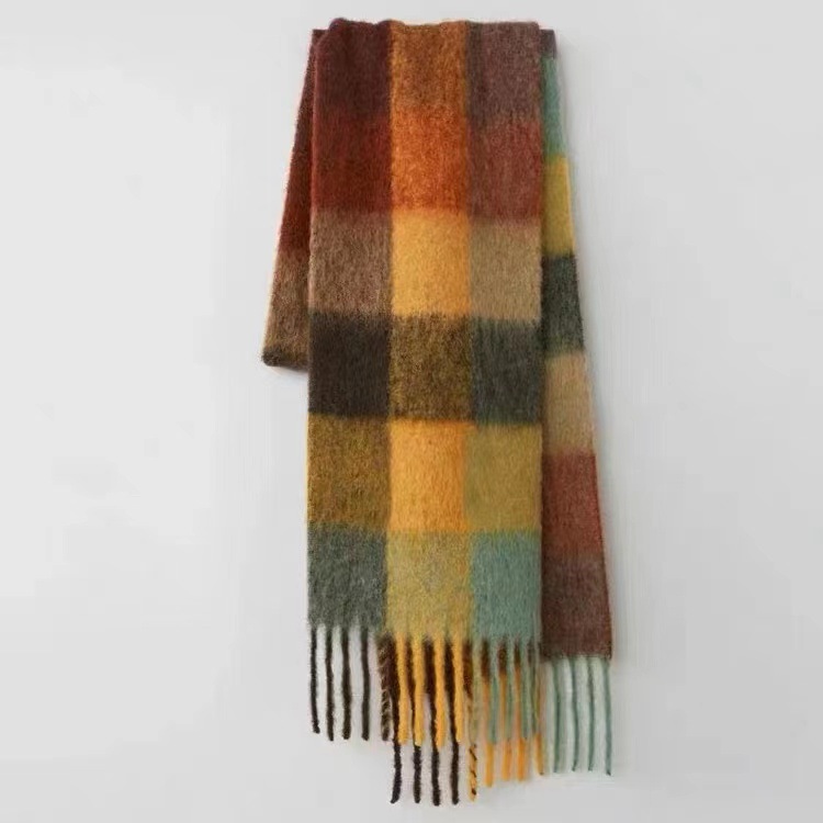 Mohair Checked Scarf  | Womens Scarves Scarves Green