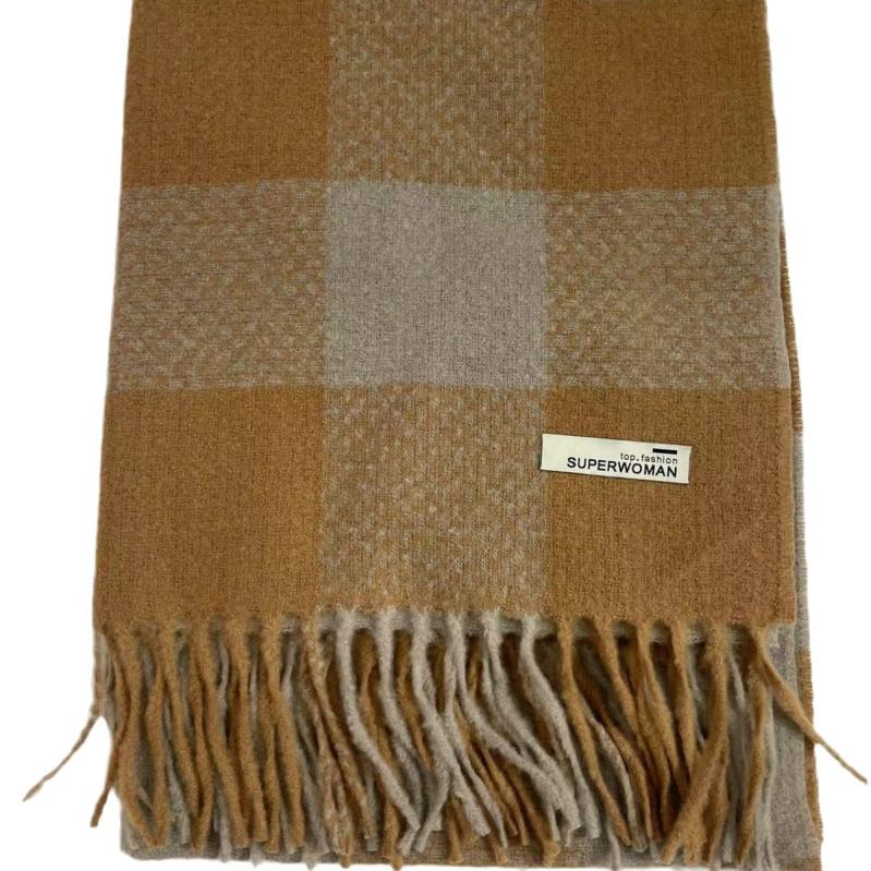 Mohair Checked Scarf  | Womens Scarves Scarves beige