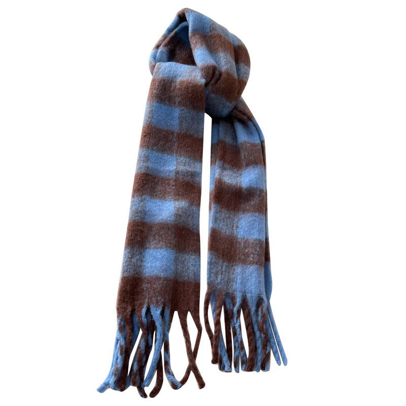 Stripe Alpaca Scarf – Narrow  | Womens Scarves Scarves aqua