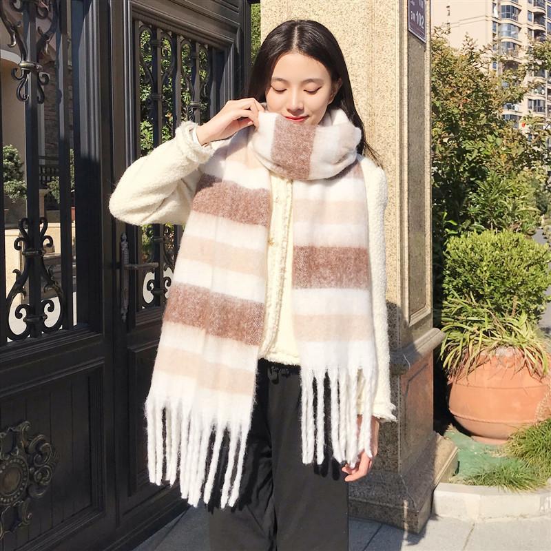 Stripe Alpaca Scarf – Narrow  | Womens Scarves Scarves beige