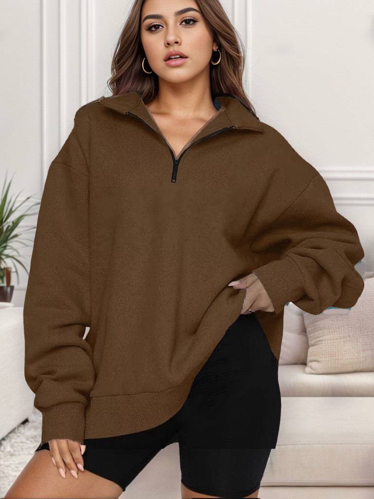 Zippered Sweater  | Womens Sweatshirts Clothing Black