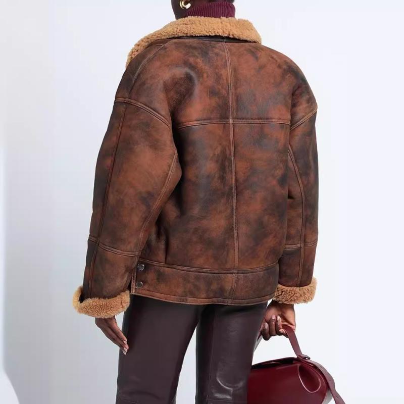 Leather Shearling Jacket  | Womens Outerwear Clothing brown