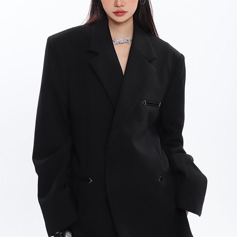 Single-Breasted Jacket  | Womens Suit Jackets Clothing Black